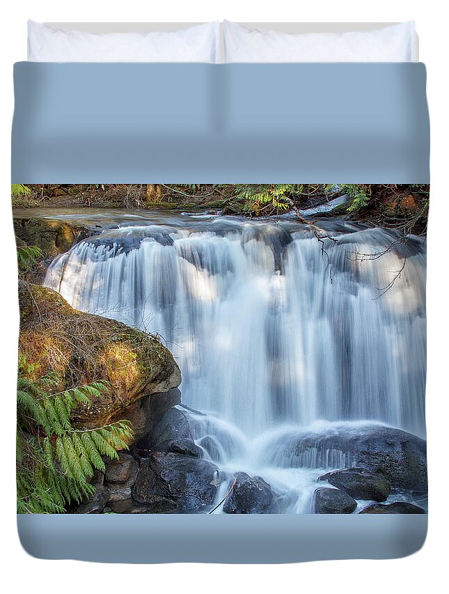 Whatcom Falls Duvet Cover featuring the photograph Whatcome Falls by Tony Locke