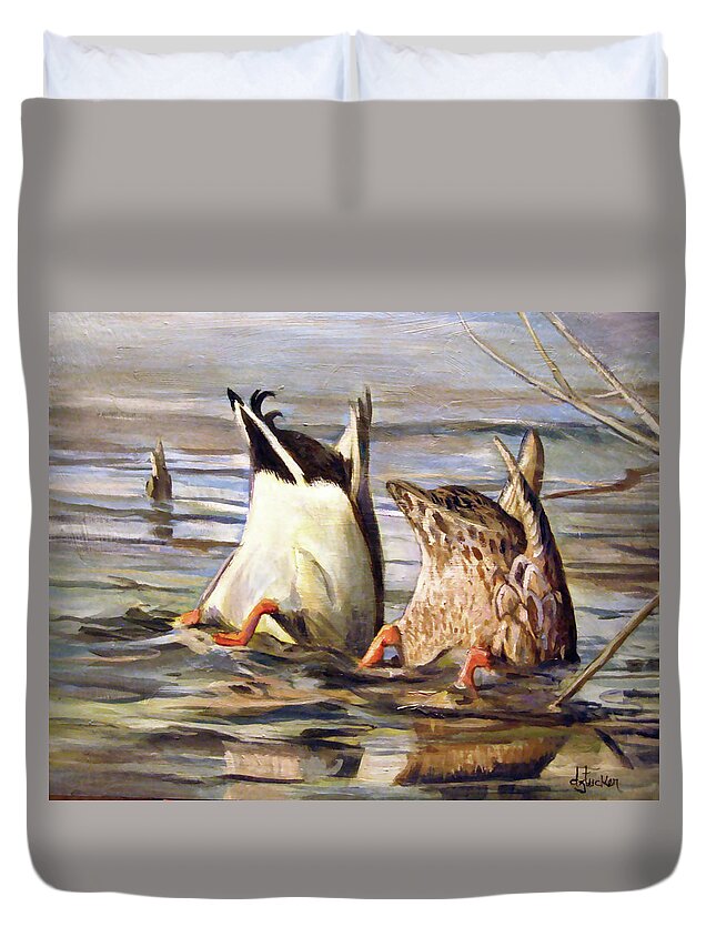 Nature Duvet Cover featuring the painting What's Up by Donna Tucker