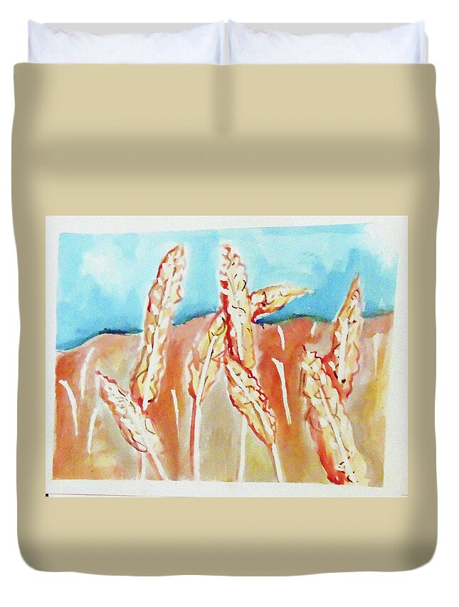  Duvet Cover featuring the painting Wheat Field by Loretta Nash