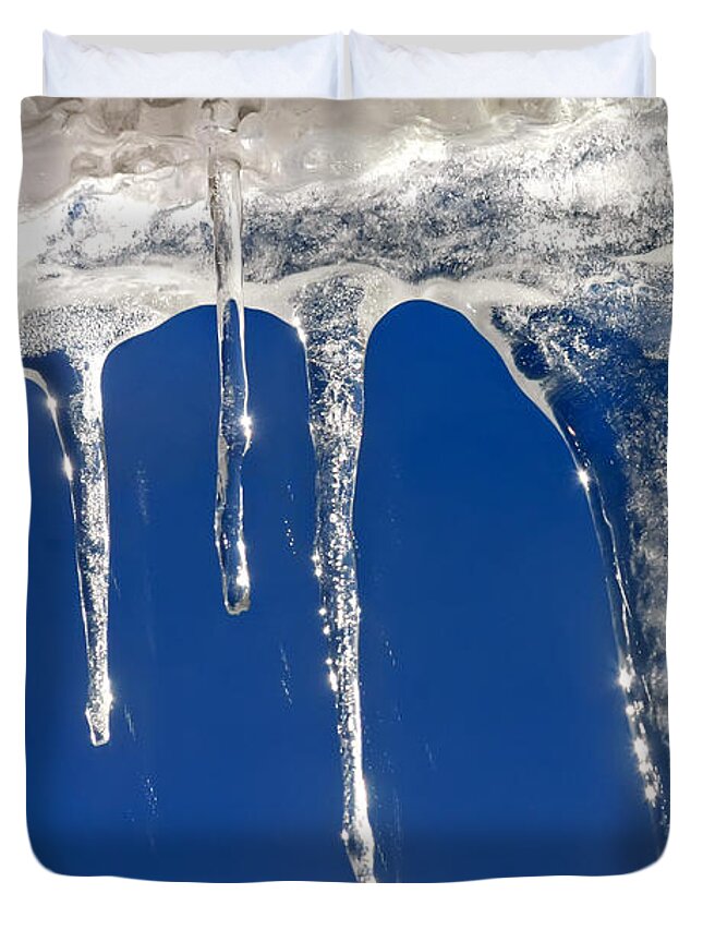 Ice Duvet Cover featuring the photograph When Icicles Hang by KG Thienemann