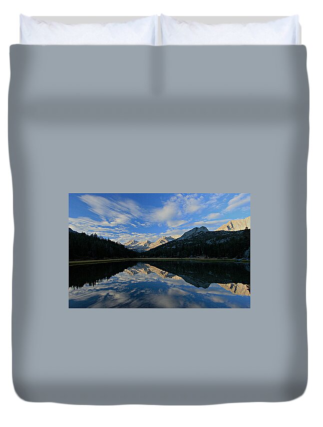 Landscape Duvet Cover featuring the photograph When Mountains Kiss in Morning by Sean Sarsfield