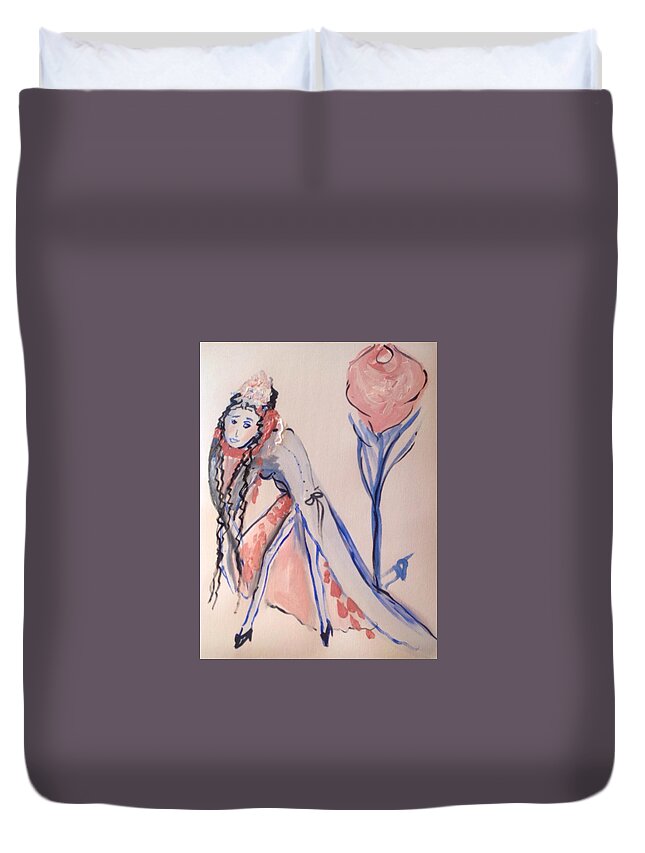 Pretend Duvet Cover featuring the painting When the pretend Queen grew tired of the pretence by Judith Desrosiers