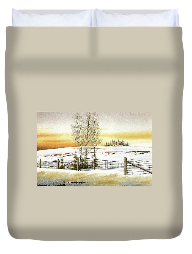 Snow Duvet Cover featuring the painting When the Snow starts melting by Conrad Mieschke
