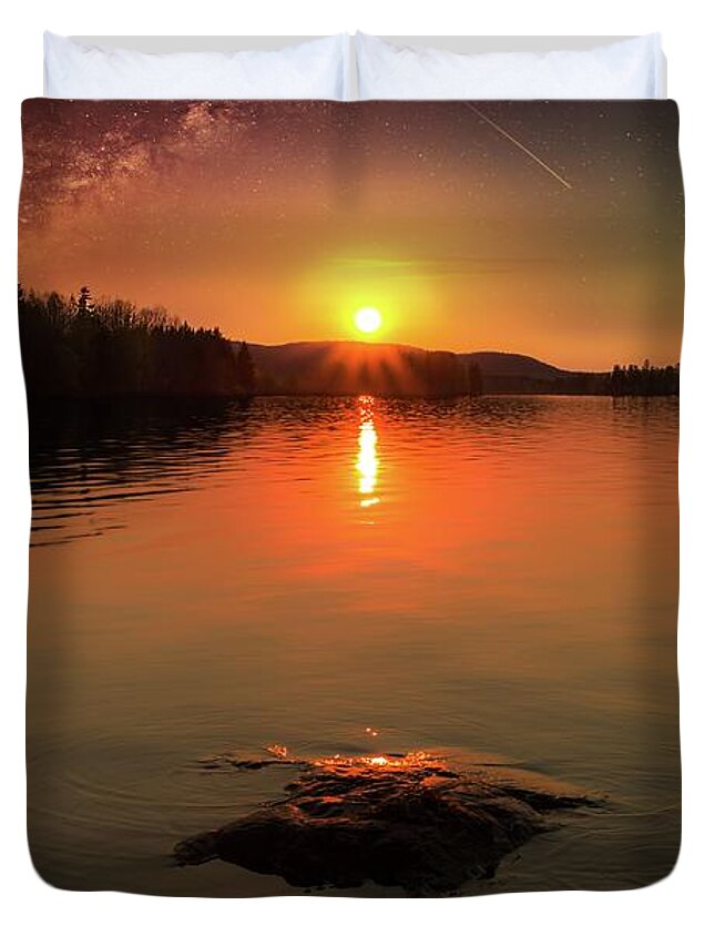 Sunset Duvet Cover featuring the photograph Where heaven touches the earth by Rose-Marie Karlsen