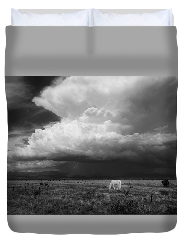 White Horse Duvet Cover featuring the photograph Where the wild horses are by Carolyn D'Alessandro