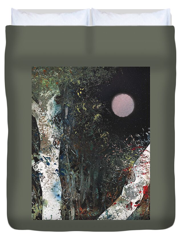 Forrest Duvet Cover featuring the painting Where the Wolfbane Grows by Mike Cicirelli
