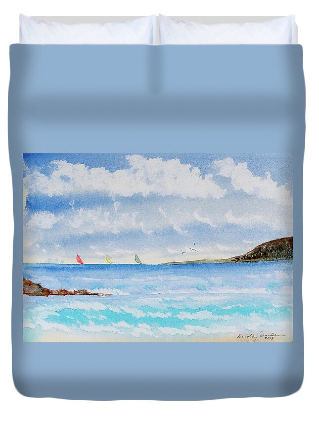 Afternoon Duvet Cover featuring the painting Where there's a Wind, there's a Race by Dorothy Darden