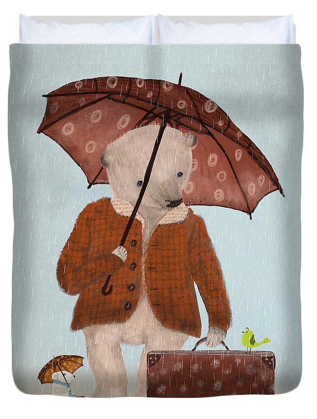 Bears Duvet Cover featuring the painting Where To Now Oh Big Bear by Bri Buckley