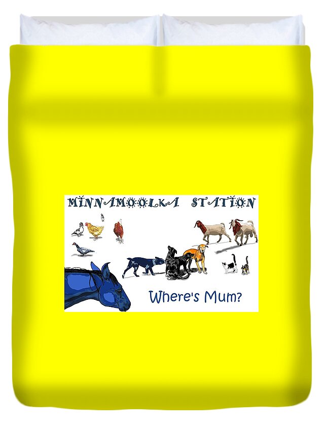 Farm Duvet Cover featuring the drawing Where is Mum by Joan Stratton