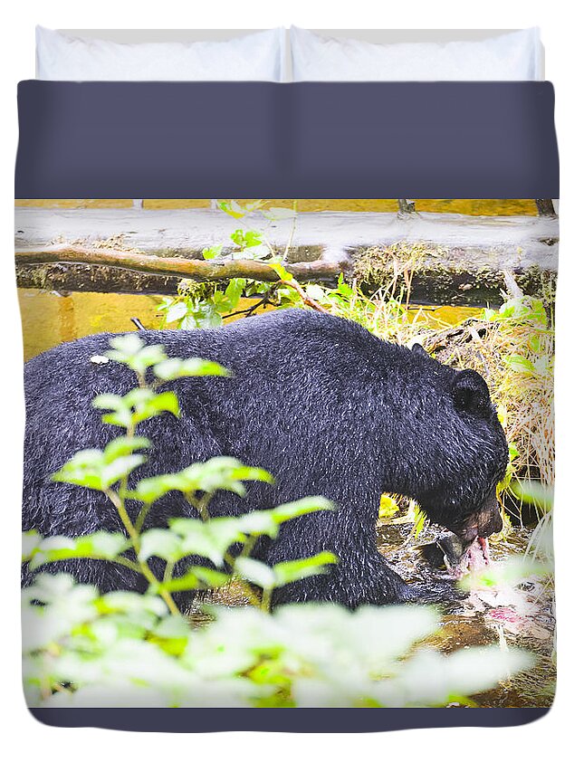 Wildlife. Black Bear Duvet Cover featuring the photograph Wheres The Bagel by Harold Piskiel