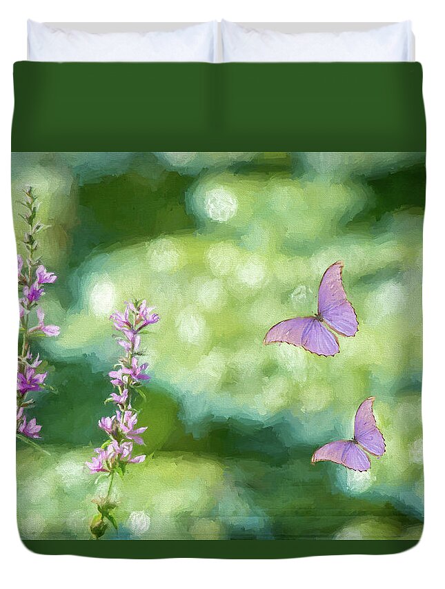 Green Duvet Cover featuring the photograph Whimsical by Cathy Kovarik