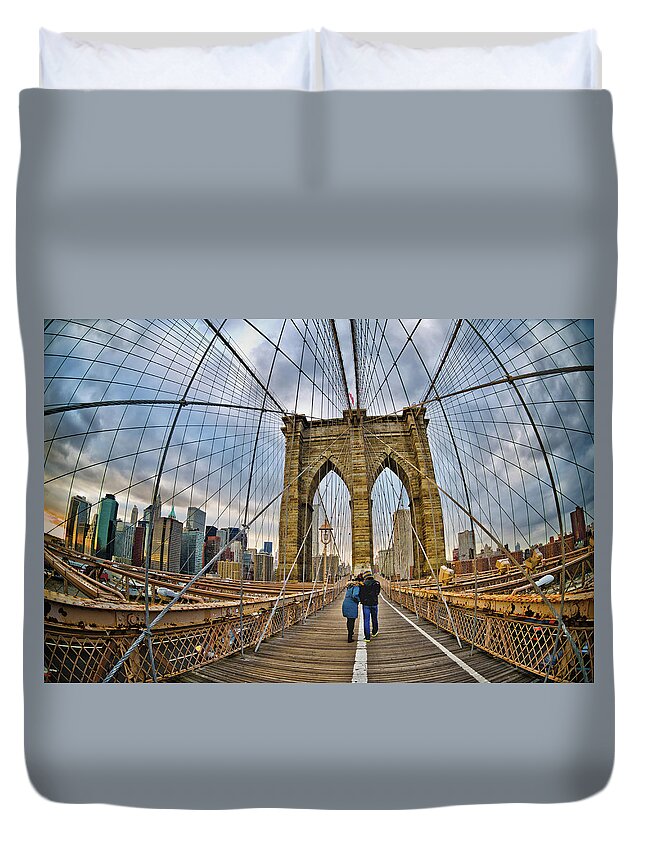 New York City Duvet Cover featuring the photograph Whirled Wide Web by Neil Shapiro