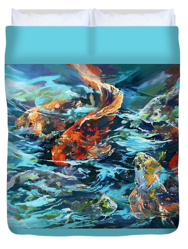 Abstracted Duvet Cover featuring the painting Whirling Dervish by Rae Andrews