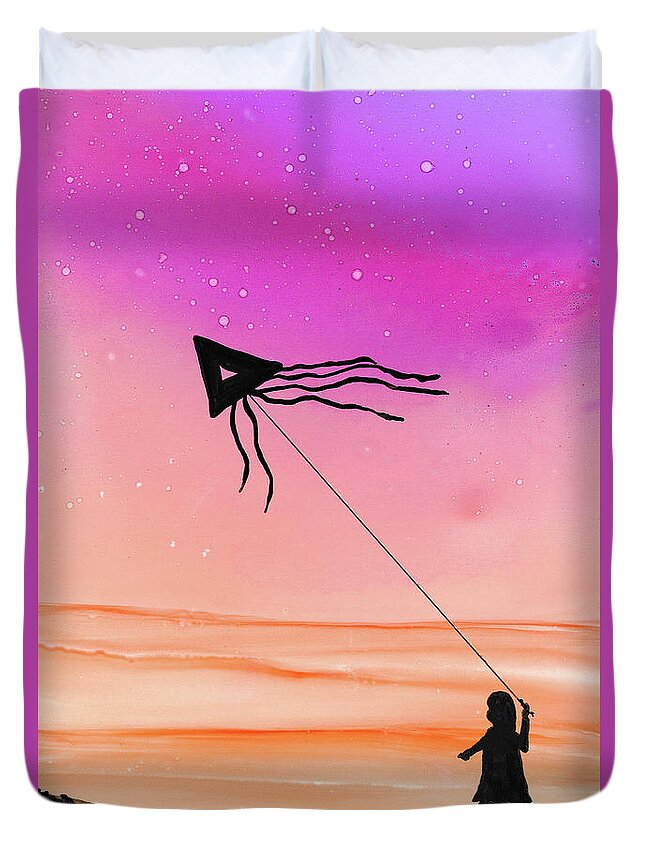 Bright Duvet Cover featuring the painting Whisper in the Wind by Eli Tynan