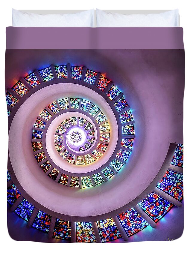 Stained Glass Duvet Cover featuring the photograph Whispered Prayers Ascending by Harriet Feagin