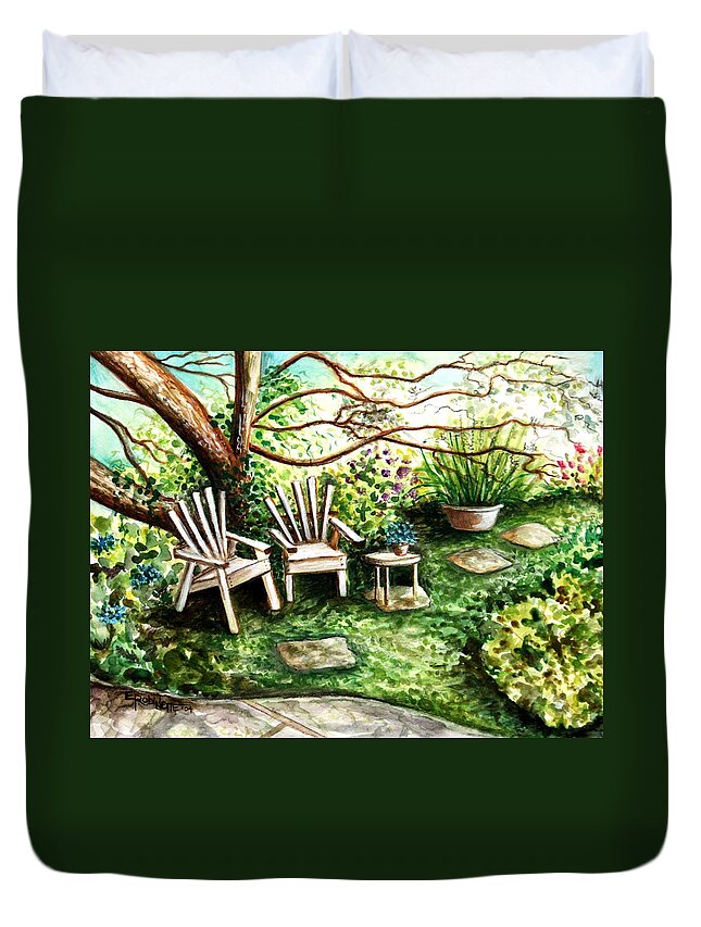 Garden Duvet Cover featuring the painting Whispering Winds by Elizabeth Robinette Tyndall