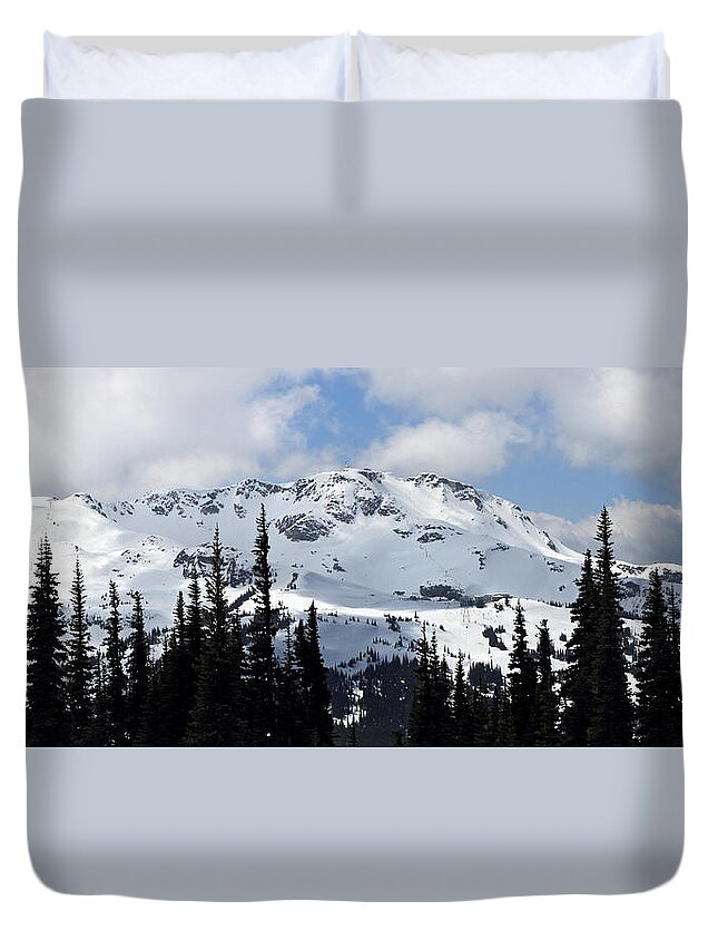 Whistler Duvet Cover featuring the photograph Whistler mountain peak view from Blackcomb by Pierre Leclerc Photography