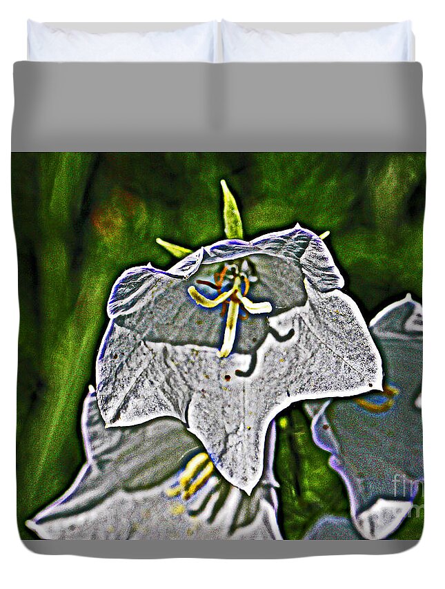 Flower Duvet Cover featuring the photograph White Bell Flower by David Frederick