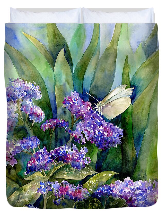 White Duvet Cover featuring the painting White Butterfly by Amy Kirkpatrick