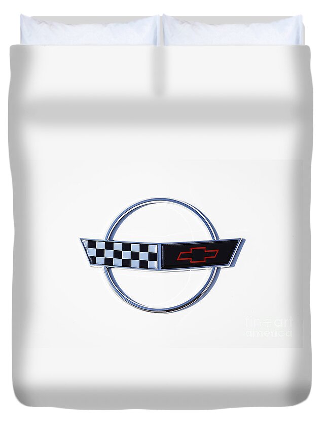Chevrolet Duvet Cover featuring the photograph White C4 Corvette by Dennis Hedberg