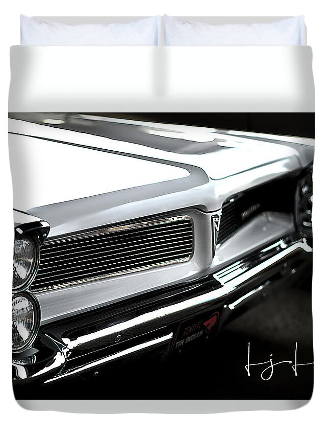 Car Duvet Cover featuring the photograph White Classic Car by Lisa Lambert-Shank