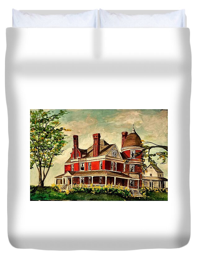 White Hall Duvet Cover featuring the painting White Hall by Alexandria Weaselwise Busen