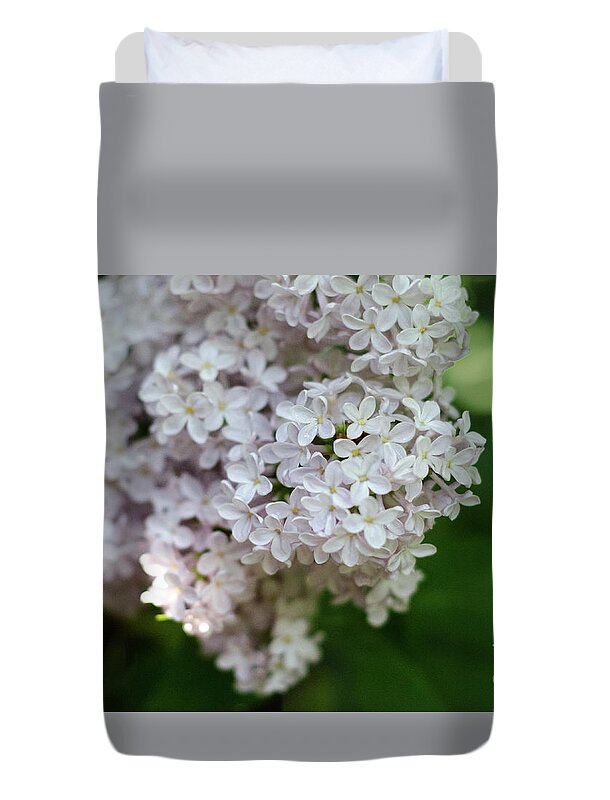 Lilac Duvet Cover featuring the photograph White Lilacs by Laurel Best