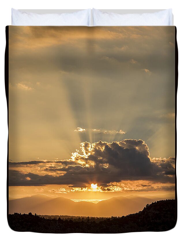 Sunrise Duvet Cover featuring the photograph White mountain golden sunrise. by Duncan Selby