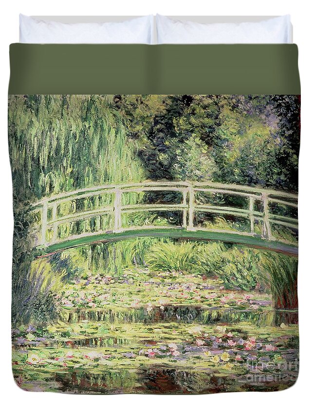 White Nenuphars Duvet Cover featuring the painting White Nenuphars by Claude Monet
