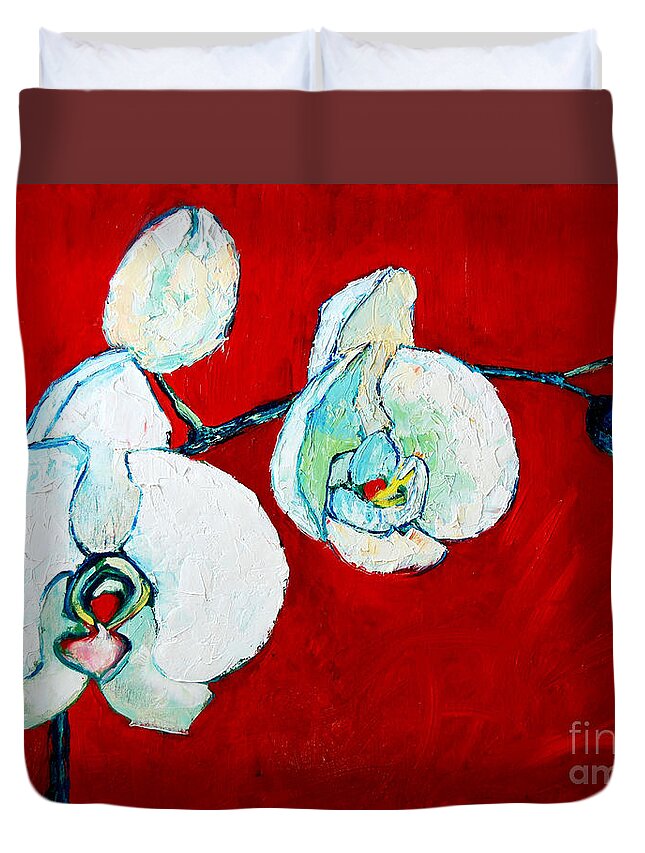 Orchid Duvet Cover featuring the painting White Orchid by Ana Maria Edulescu