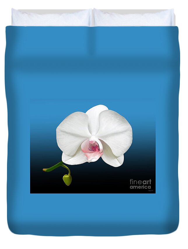 Orchid Duvet Cover featuring the digital art White Orchid by Rand Herron