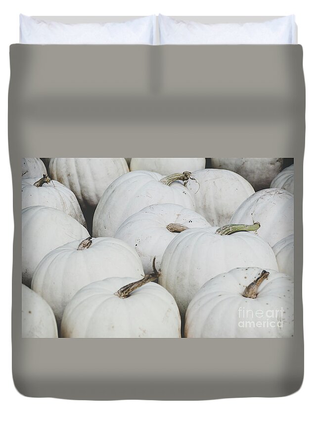 Holidays Duvet Cover featuring the photograph White Pumpkins by Andrea Anderegg