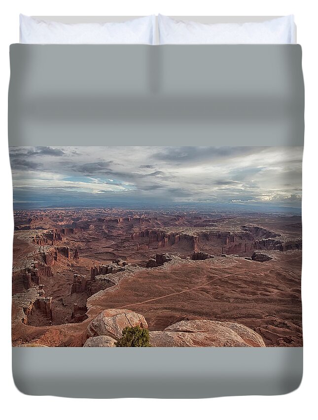 Canyonlands Duvet Cover featuring the photograph White Rim Overlook by Alan Vance Ley