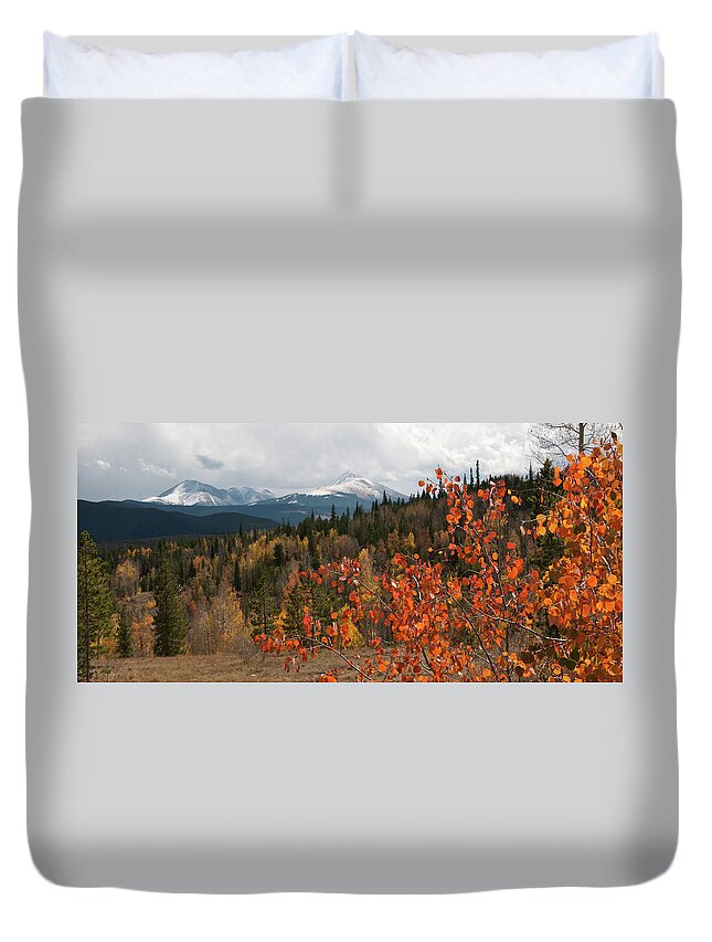 White River National Forest Duvet Cover featuring the photograph White River National Forest Autumn Panorama by Cascade Colors