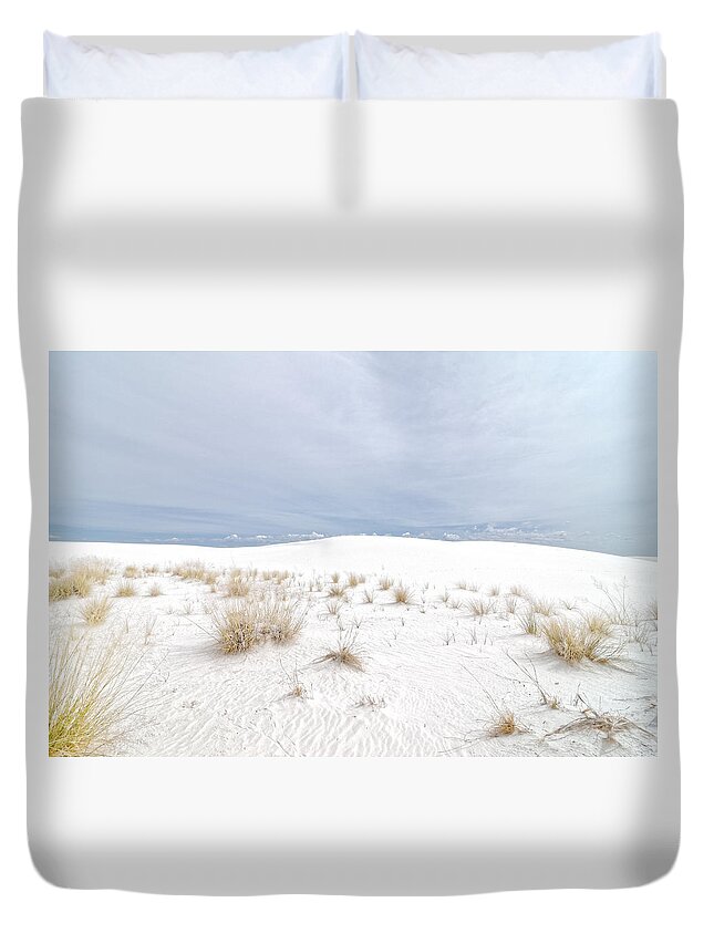 Darin Volpe Architecture Duvet Cover featuring the photograph White Sand, Gray Sky - White Sands National Monument by Darin Volpe
