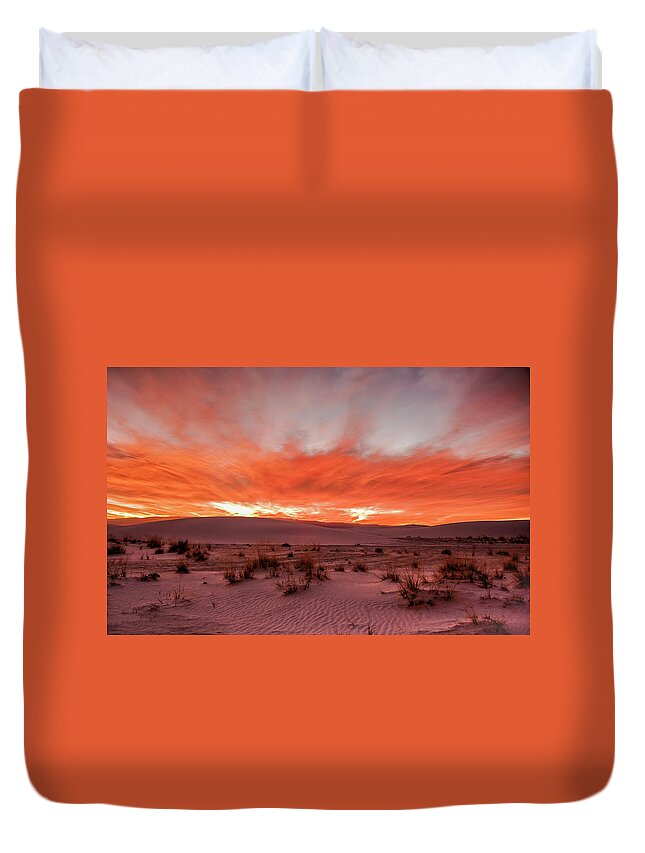 White Sands National Monument Duvet Cover featuring the photograph White Sand Sunrise by John Roach