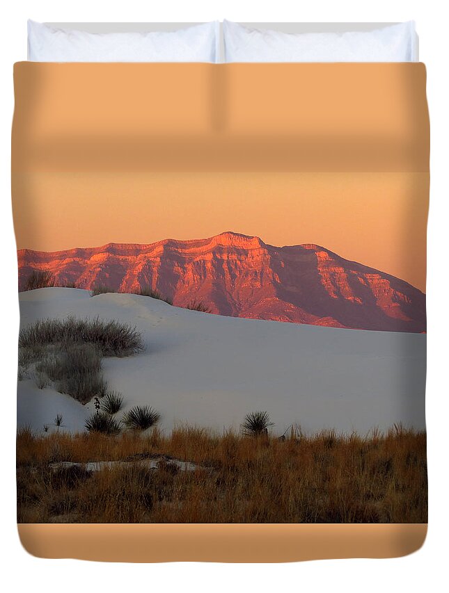 San Andres Mountains Duvet Cover featuring the photograph White Sands Dawn #4 by Cindy McIntyre