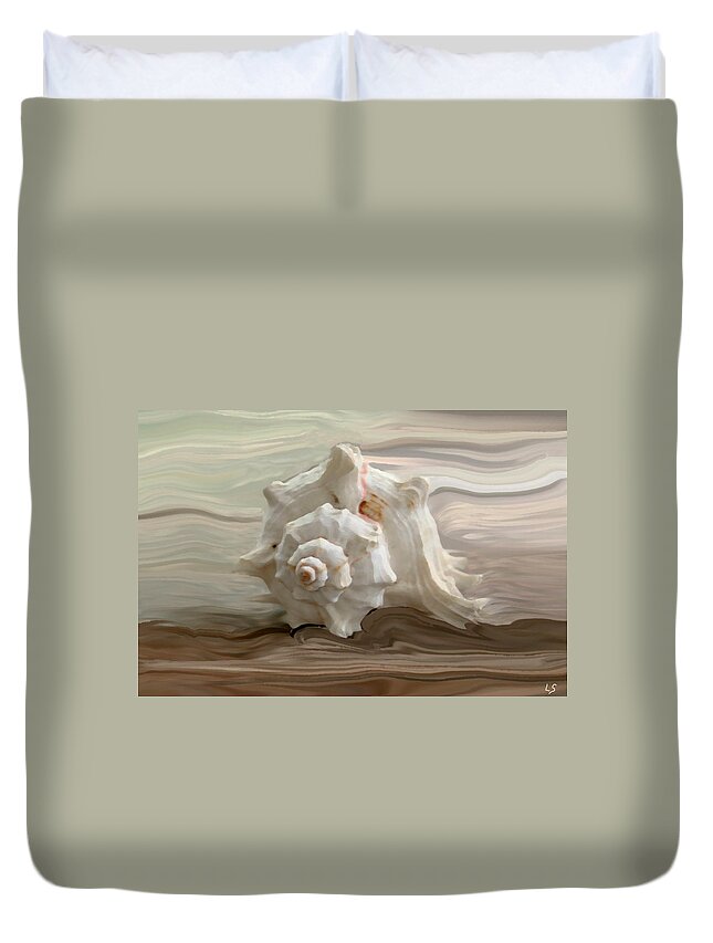 Seashell Duvet Cover featuring the photograph White shell by Linda Sannuti