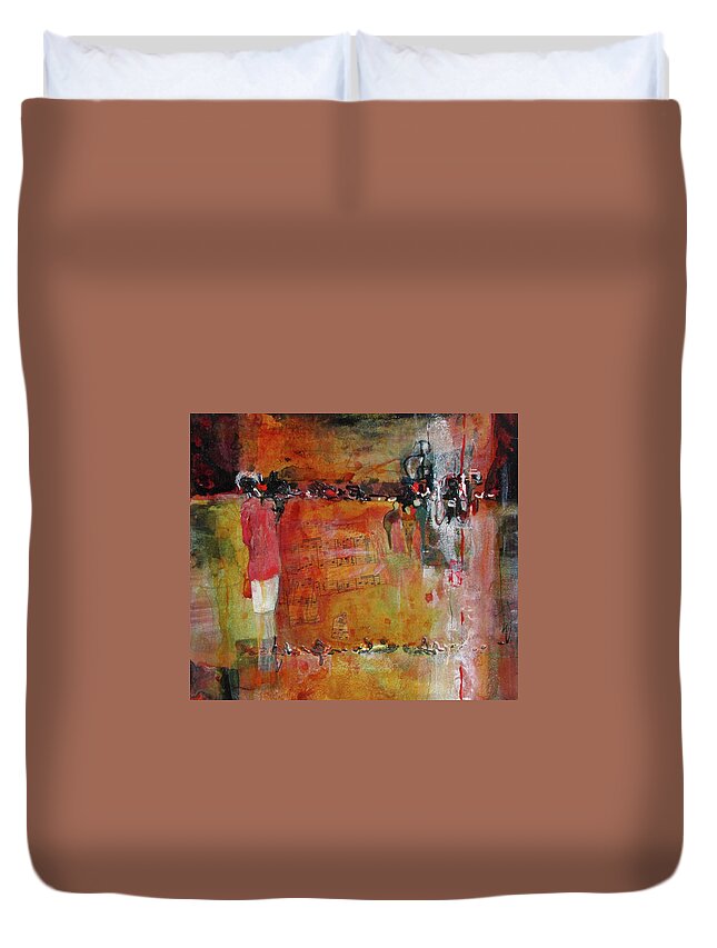 Women Duvet Cover featuring the painting White Skirt by Carole Johnson