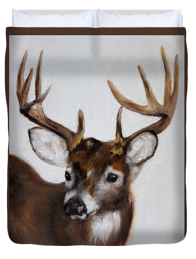 Wildlife Duvet Cover featuring the painting Whitetail Deer by Barbie Batson