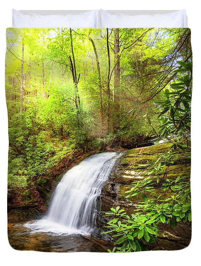 Appalachia Duvet Cover featuring the photograph Whitewater Rushing Through the Forest by Debra and Dave Vanderlaan