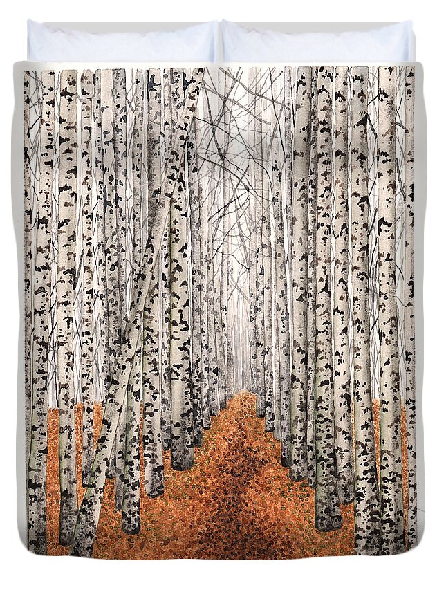 Aspens Duvet Cover featuring the painting Whither Thou Goest... by Hilda Wagner