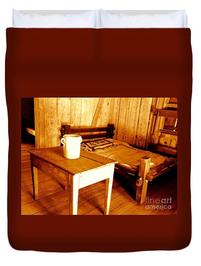 Whitney Plantation Duvet Cover featuring the photograph Whitney Plantation Slave Cabin Interior In Wallace Louisiana by Michael Hoard