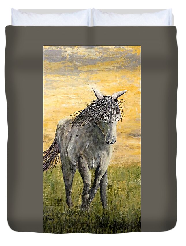 Texas Duvet Cover featuring the painting Wild and Free by Suzanne Theis