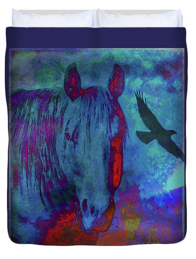 Horses Duvet Cover featuring the photograph Wild and Free by Toma Caul