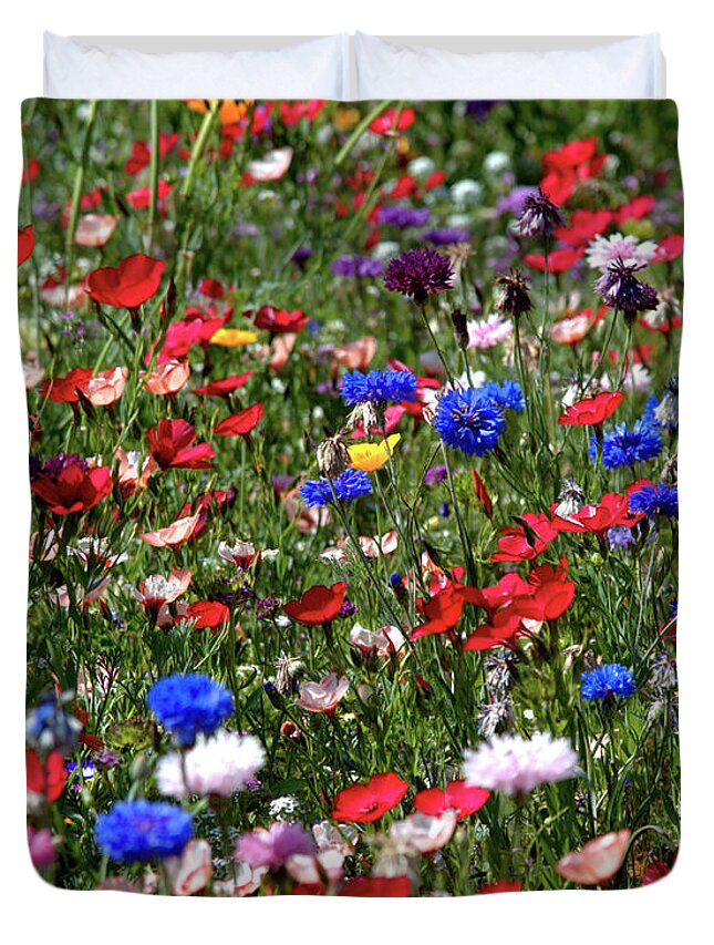 Flowers Duvet Cover featuring the photograph Wild Flower Meadow 2 by Baggieoldboy