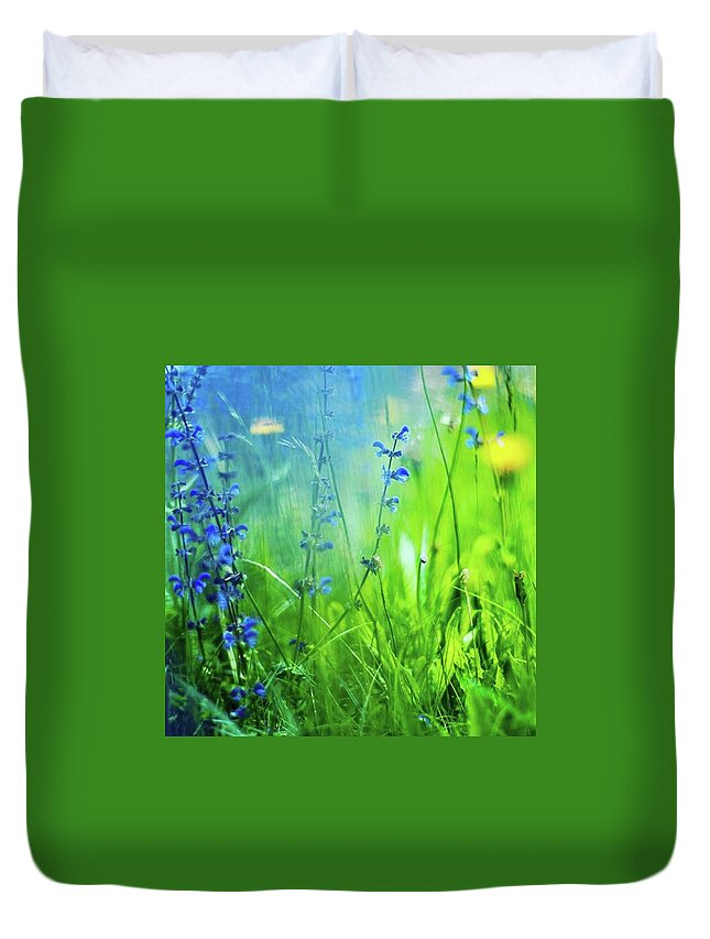 Greenery Duvet Cover featuring the photograph Wild Flowers by Aleck Cartwright