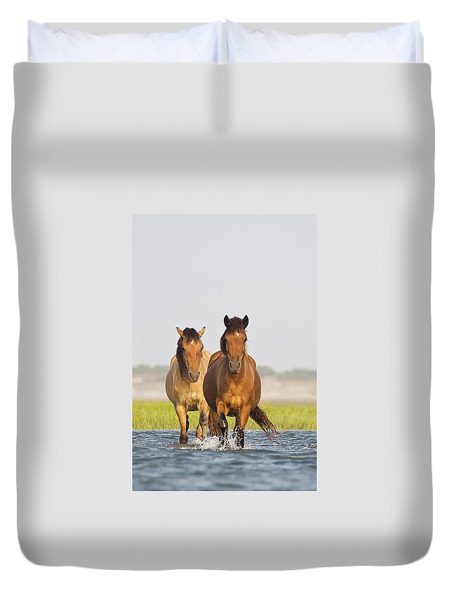 Wild Duvet Cover featuring the photograph Wild Horses by Bob Decker