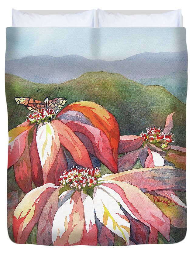 Nancy Charbeneau Duvet Cover featuring the painting Wild Poinsettias by Nancy Charbeneau