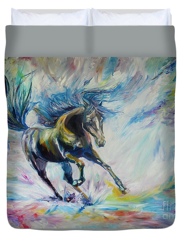 Horse Duvet Cover featuring the photograph Wild Run. by Ksenia VanderHoff